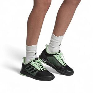 Adidas WMNS Adizero Defiant Bounce 2 Tennis Shoes Women's Size 7 Black/Green EUC